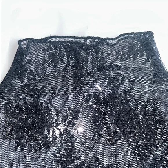 NEW Lace Sheer Long Sleeve Top - Black Sheer Feminine Long Sleeve Tee - Picture 7 of 8